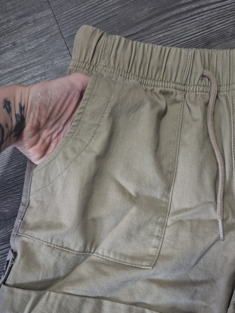 George Tan Drawstring Utility Shorts - Picture 3 of 5